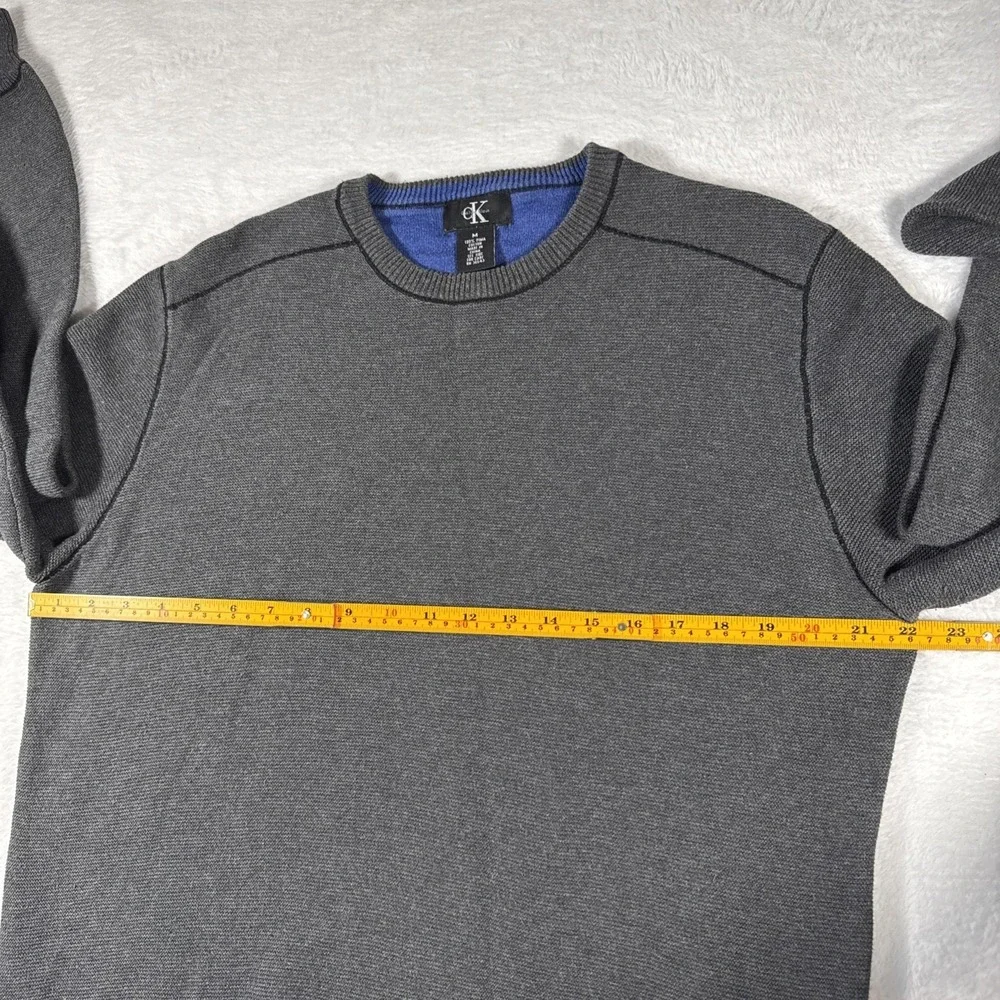 Calvin Klein Men's M Grey 100% Pima Cotton Crewneck‎ Long Sleeve Sweater